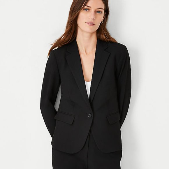 LOFT Women’s Black 1 Button Notched Lapel Blazer 12 - Picture 1 of 7